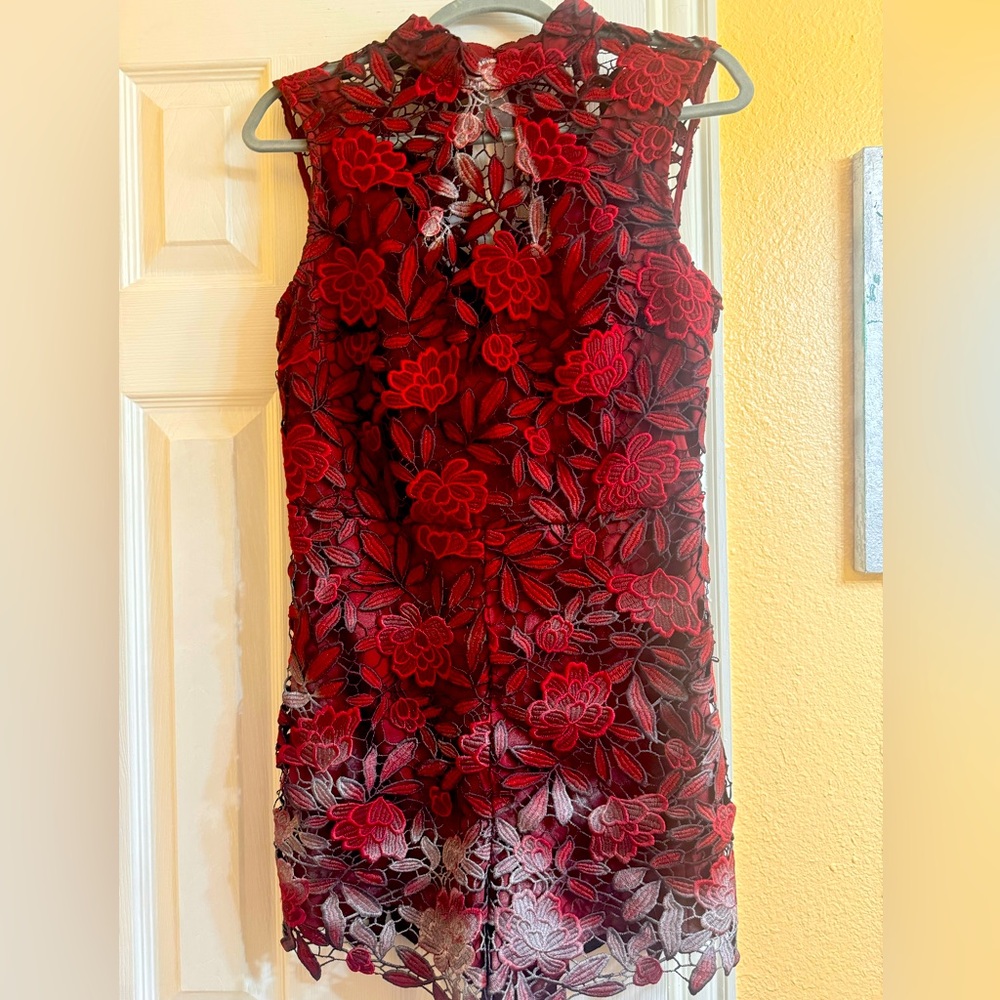 Red + Silver Lace Jumper